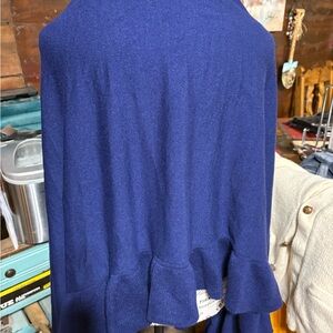 Blue Ruffled Knit Top